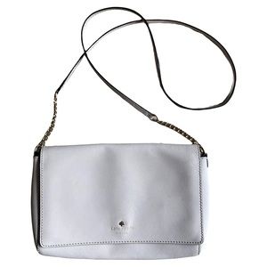 Kate Spade Pumice Leather Charlotte Cream White Classic‎ Shoulder Bag Crossbody